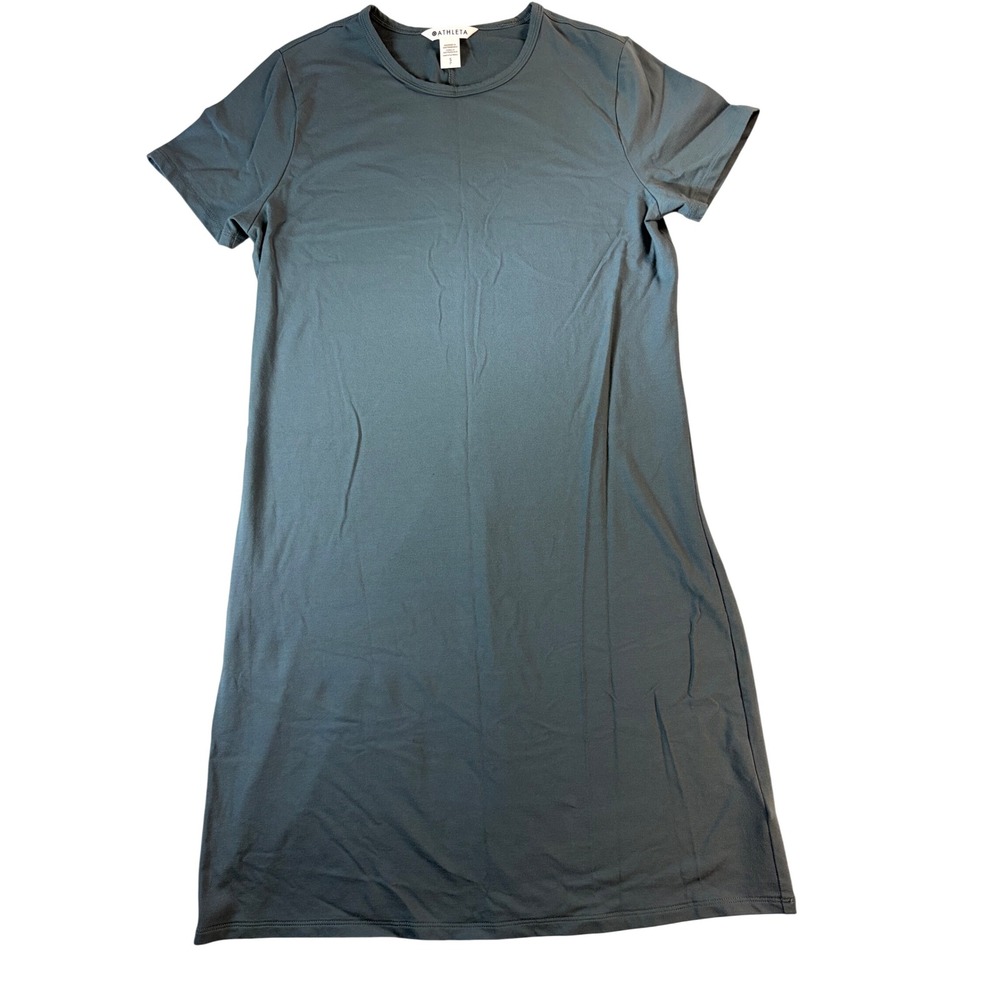 Athleta Teal Supima Cotton Blend Short Sleeve T-Shirt Shift Dress Small S